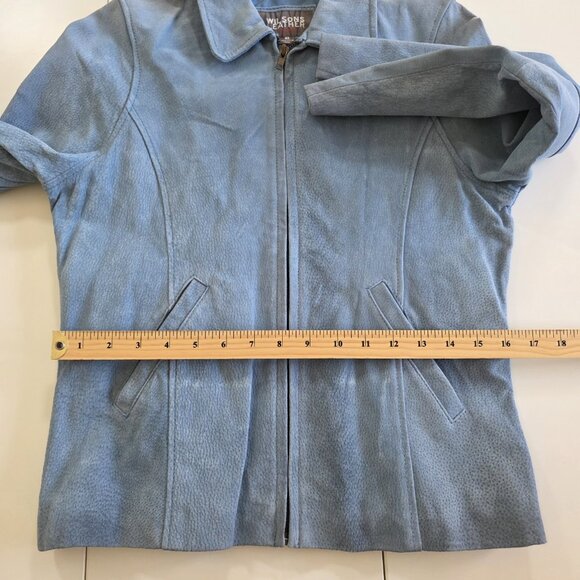Wilsons Leather Kids Jacket Youth Girls XL Womens S/M Blue  Leather LS Lined VTG - Picture 5 of 16